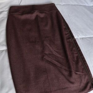 Express Side Zipper Midi Pencil Skirt Burgundy